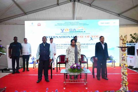 Dr. (Smt.) Tamilisai Soundararajan, Hon’ble Governor of Telangana and Hon’ble Lt. Governor of Puducherry Inaugurated the celebration of International Yoga Day